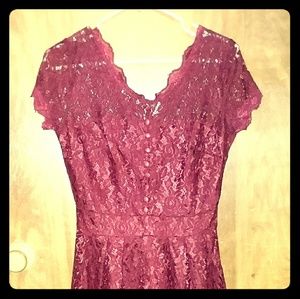 Lace Lined Tea Length Vintage Dress